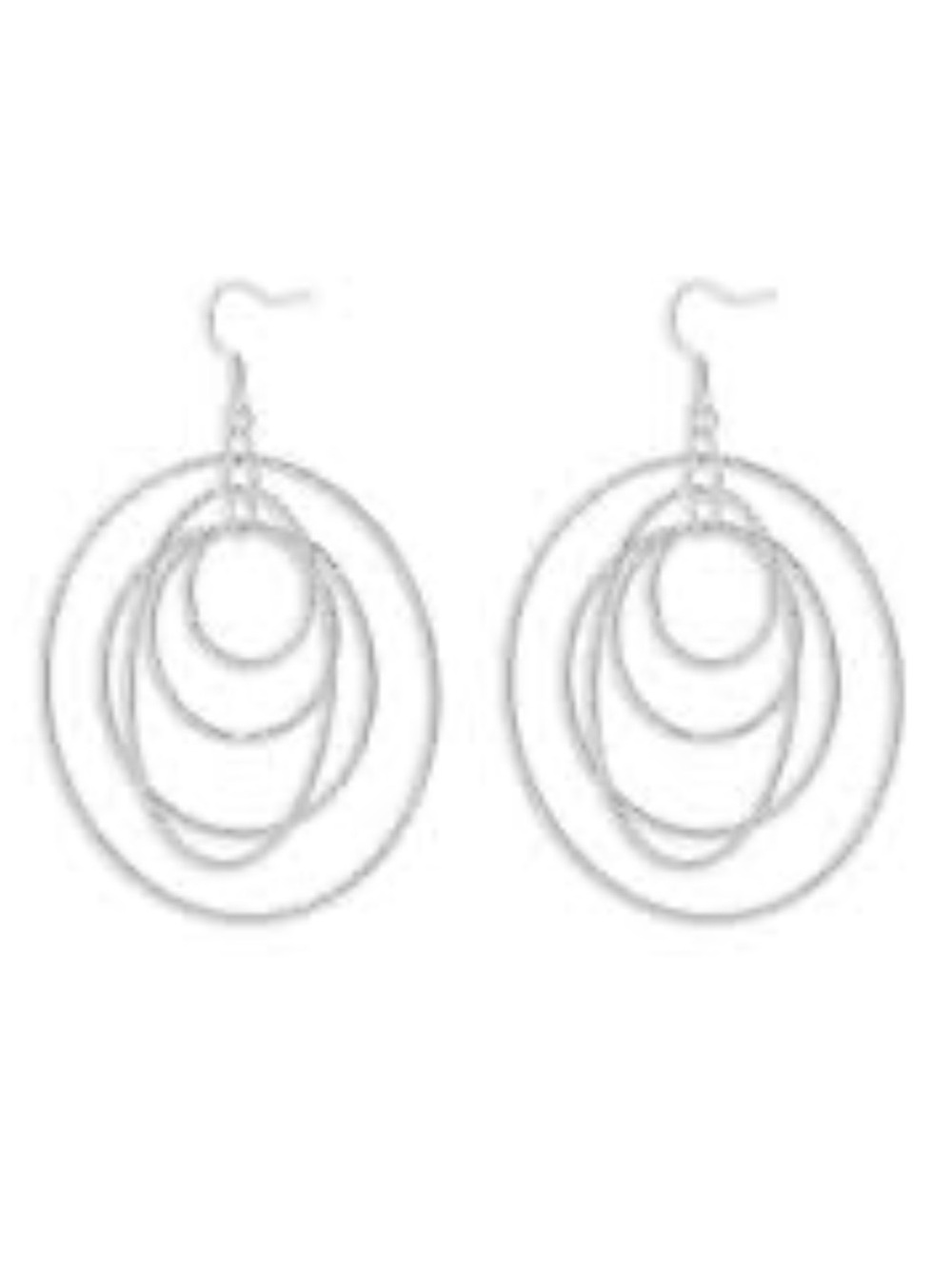 NWT Belk Silverworks Silver Plated  Textured Multi Circle Drop Hoop Earrings.